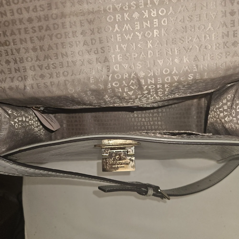 Kate Spade French Gray Croc Knightsbridge Doris Satchel - Picture 8 of 13